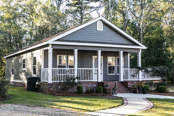 home with porch and blue siding